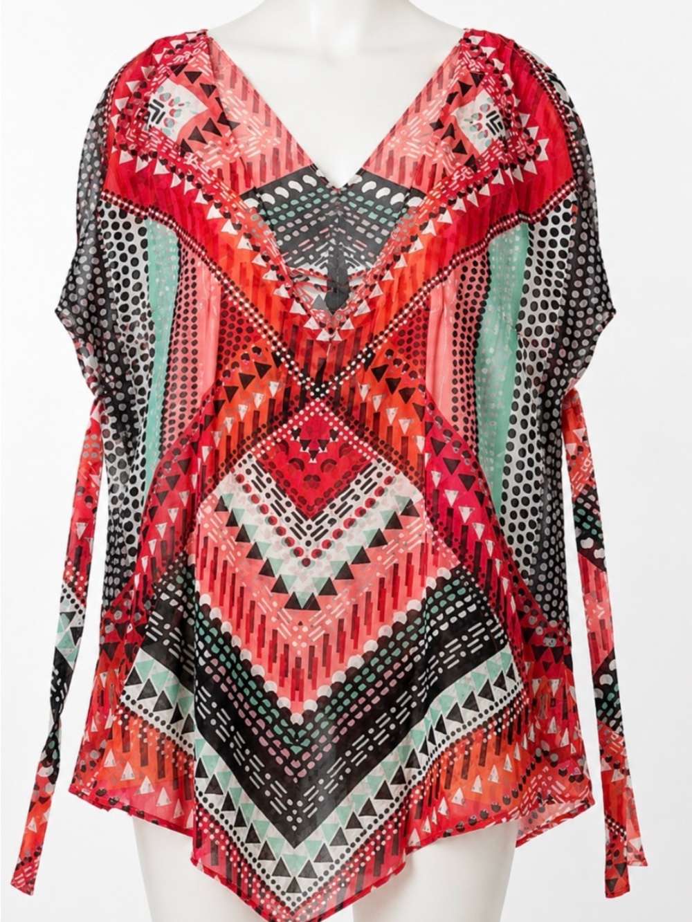 BECCA Geometric Sheer Beach Cover Up M/L